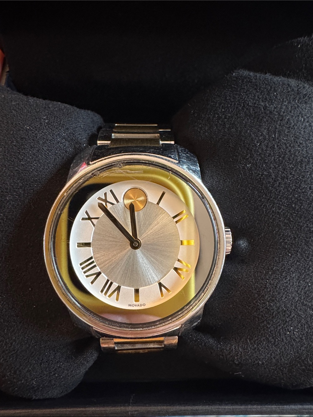 Movado Silver and Gold Two-Tone Dial Watch